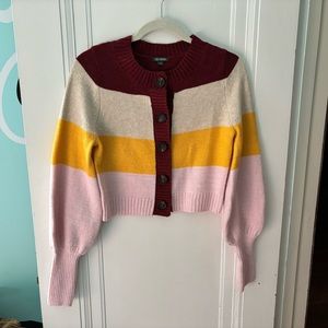 Cropped stripe cardigan